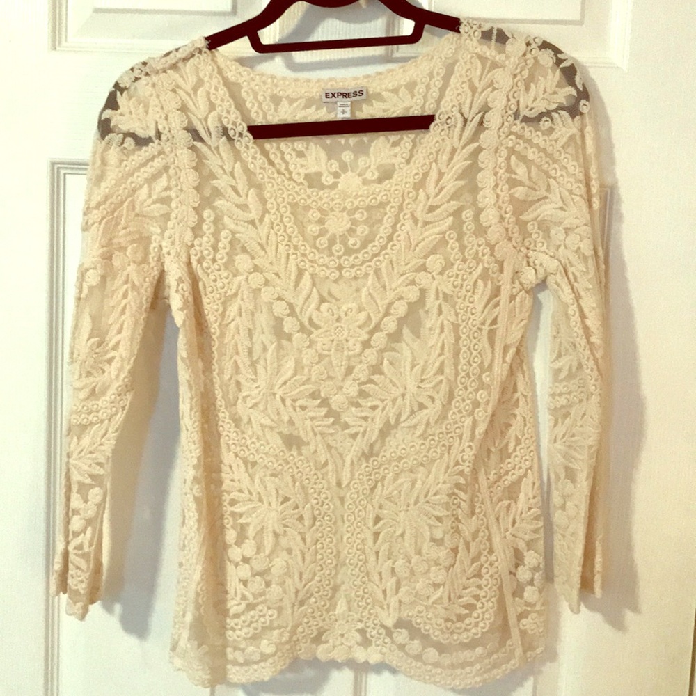 Lace, long sleeve shirt.